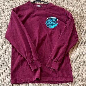 Santa Cruz Burgundy Long Sleeve with Teal Logo